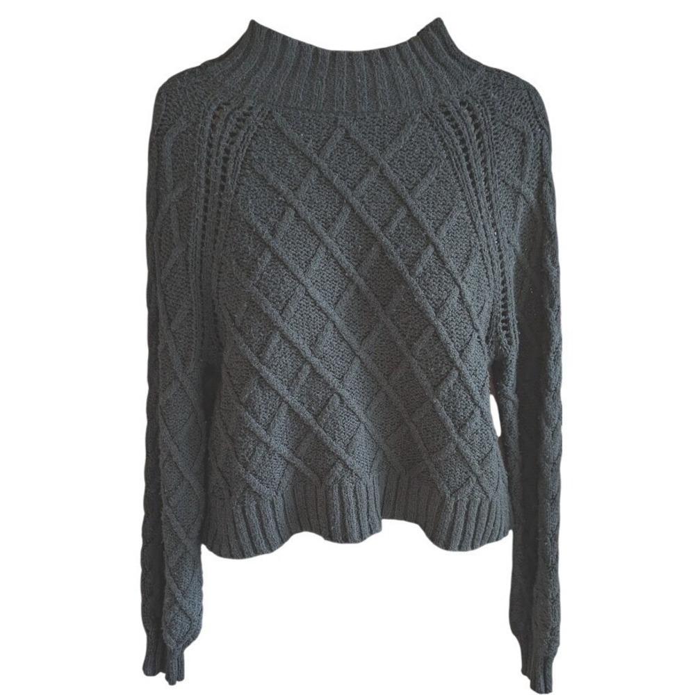 American Eagle Womens Sweater XS Cropped Diamond Hygge Cozy Preppy Casual Layer